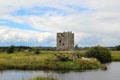 Visitors landing at Threave Castle. Threave, Scotland.