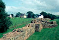 Hadrian's Wall ruins of small square Roman fort which were inserted about every Roman mile along wall's 117.5 km length. Scotland.