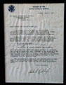Letter from Charles Lindbergh to Royal Aeronautical Society at Craigievar Castle. Alford, Scotland.