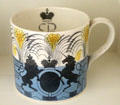 Porcelain cup with Scottish royal coat of arms at Craigievar Castle. Alford, Scotland.