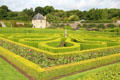 Boxwoods & walls at Pitmedden Garden. Pitmedden, Scotland.