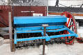 Horse-drawn seed drilling machine from Aberdeen in Museum of Farming Life at Pitmedden Garden. Pitmedden, Scotland.