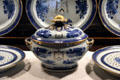 Covered serving tureen with family coat of arms at Brodie Castle. Brodie, Scotland.