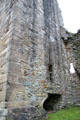 South-east corner tower with gun ports inserted mid 16th C at Spynie Palace. Elgin, Scotland.