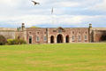 Adam's architecture of guardrooms flanking entrance arch at Fort George. Fort George, Scotland.