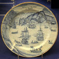 Ceramic plate inscribed "A View of ye Hot Well/near Bristol", probably painted by Joseph Flower, Bristol at Bristol Museum & Art Gallery. Bristol, England.