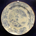 Ceramic dish depicting biblical battle at Gibeon, likely made in Bristol, at Bristol Museum & Art Gallery. Bristol, England.
