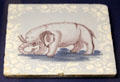 Ceramic tile depicting an artist's concept of an elephant likely taken from a book of prints, probably made in Redcliffe Back Bristol at Bristol Museum & Art Gallery. Bristol, England.