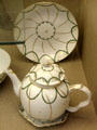 Porcelain teapot, stand & matching dish made in Bristol, at Bristol Museum & Art Gallery. Bristol, England.