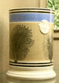 Mochaware with characteristic tree-like markings at Bristol Museum & Art Gallery. Bristol, England.