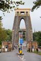 Clifton Suspension Bridge approach with toll houses. Bristol, England.