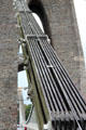 Details of flat cast iron links, each of which had to be carried individually to its place during construction, supporting Clifton Suspension Bridge. Bristol, England