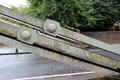 Details of flat cast iron links bolted together to support Clifton Suspension Bridge. Bristol, England.