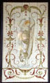 Tile panel painted with draped female surrounded by foliage at Jackfield Tile Museum. Ironbridge, England.