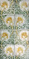 Poppy hand-painted over-glaze tiles by William Morris at Jackfield Tile Museum. Ironbridge, England.