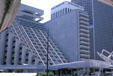 Hyatt Regency Hotel with round observation deck in square frame. San Francisco, CA.