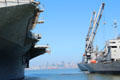 San Francisco beyond USS Hornet CV-12. Alameda, CA.