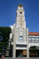 Tower of Art Deco building near California State University Chico. Chico, CA.