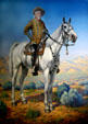 Portrait of William F. "Buffalo Bill" Cody on horseback by Robert Lindneux at Buffalo Bill Museum & Grave. Lookout Mountain, CO.