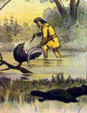 Cody trapping beaver on Cody Scenes of Life poster. CO.