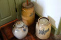 Stoneware crocks at Dr. Hezekiah Chaffee House. Windsor, CT.