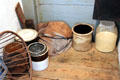 Collection of ceramic food containers at Silas Deane House. Wethersfield, CT.