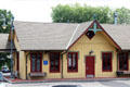 New Canaan rail station across street from Philip Johnson Glass House reception center. New Canaan, CT.