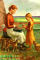 Detail of Homesteading & the Building of Barbed Wire Fences painting by John Steuart Curry at Interior Department. Washington, DC.