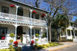 Porches & verandas of heritage house with Carriageway B&B at corner of Cordova & Cuna Streets. St Augustine, FL