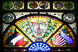 Stained glass window from Chicago Turngemeinde German-American athletic club at Lightner Museum. St Augustine, FL.