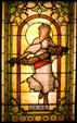 Late 19th C colored American glass window showing Spring or Prima at Lightner Museum. St Augustine, FL.