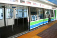 Miami Metromover vehicle at station. Miami, FL.