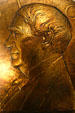 Engraved profile portrait on medal of Thomas Alva Edison. Fort Myers, FL.