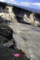 Flower offerings to Halemaumau Crater in Volcanoes National Park. Big Island of Hawaii, HI.