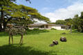 Modern art sculpture on lawn of The Contemporary Museum. Honolulu, HI.