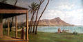 Painting of Diamond Head from Waikiki attrib. to Margaret Girvin Gillin at Bishop Museum. Honolulu, HI.