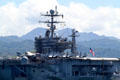 Superstructure of aircraft carrier USS Abraham Lincoln. Honolulu, HI.
