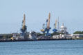 Shipyard cranes at Pearl Harbor. Honolulu, HI.