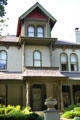 Rounded windows of heritage house in Lockerbie Square historic neighborhood. Indianapolis, IN.