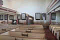 Interior of Seaman's Bethel with box pews & ship-prow pulpit. New Bedford, MA.