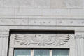 Carved eagle relief on library annex of New Bedford Whaling Museum. New Bedford, MA.