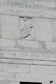 Carved fisherman relief on library annex of New Bedford Whaling Museum. New Bedford, MA.