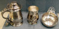Early American silver pieces at New Bedford Whaling Museum. New Bedford, MA.