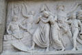 Detail of relief of Pilgrims' embarkation on National Forefathers Monument. Plymouth, MA.