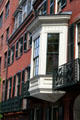 Projecting bay window on Beacon Hill row house. Boston, MA.