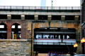Transit stop on Eads Bridge approach in Laclede's Landing historic district. St Louis, MO.