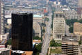 Bank of America Plaza, Market St. & Civil Courts Building from atop Gateway Arch. St Louis, MO.