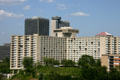Westin Crown Center with Lathrop & Gage & Sheraton Kansas City Hotel beyond. Kansas City, MO.