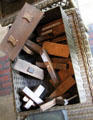 Basket with model of woodworking forms used for teaching at Stickley Museum at Craftsman Farms. Morris Plains, NJ.