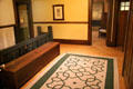 Upstairs hallway with Arts & Crafts runner at Stickley Museum at Craftsman Farms. Morris Plains, NJ.